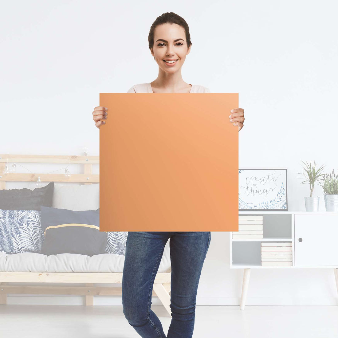 Selbstklebender Folienbogen Orange Light - Größe: 60x60 cm