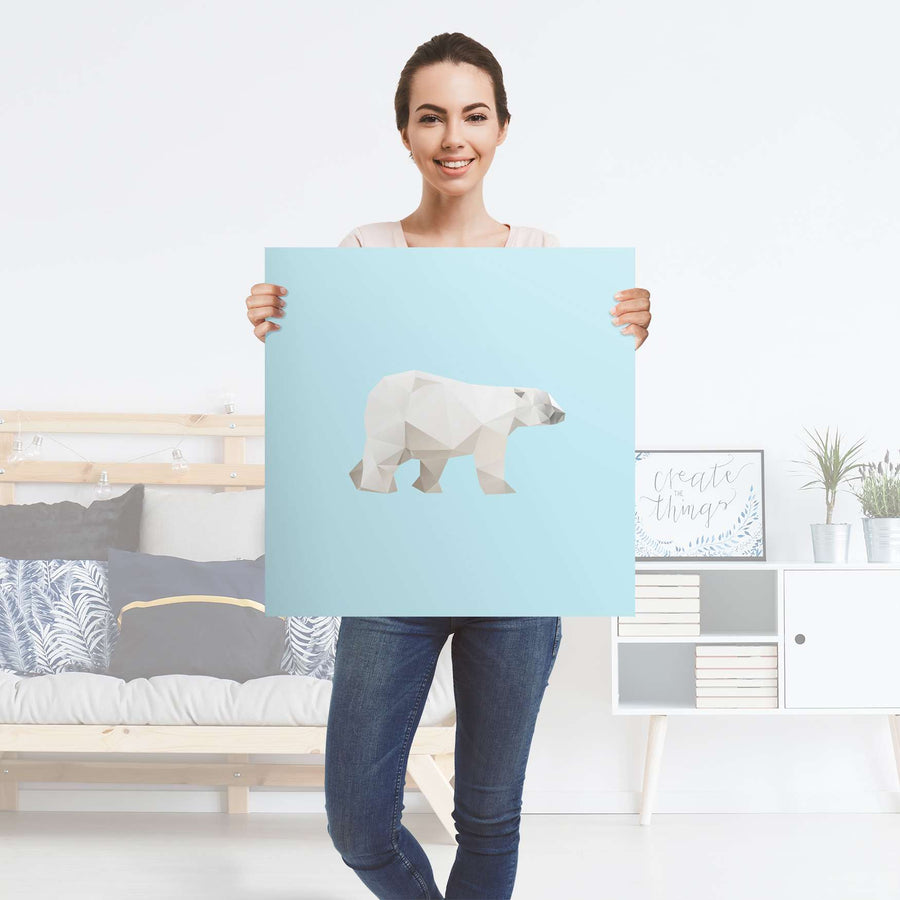 Selbstklebender Folienbogen Origami Polar Bear - Größe: 60x60 cm