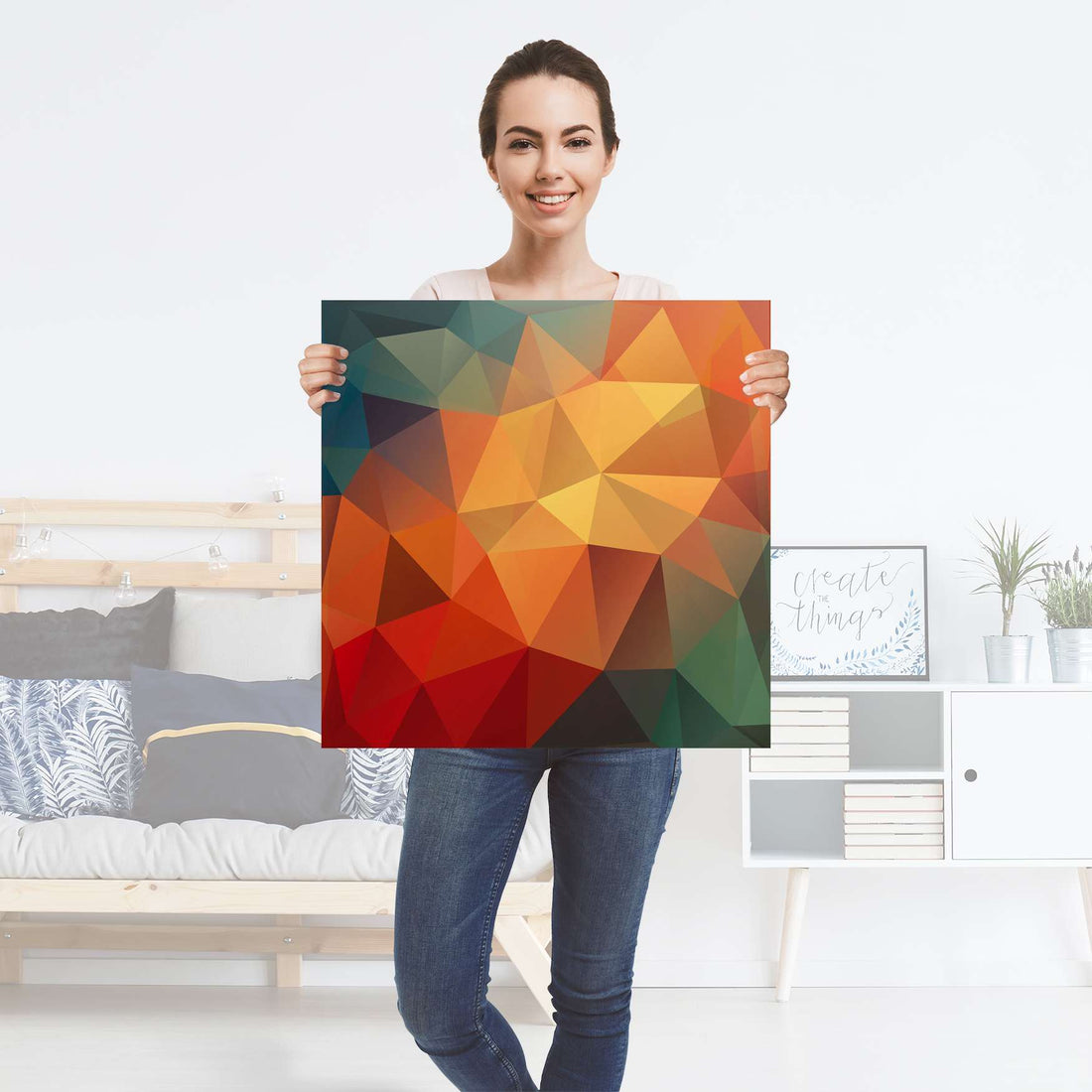 Selbstklebender Folienbogen Polygon - Größe: 60x60 cm