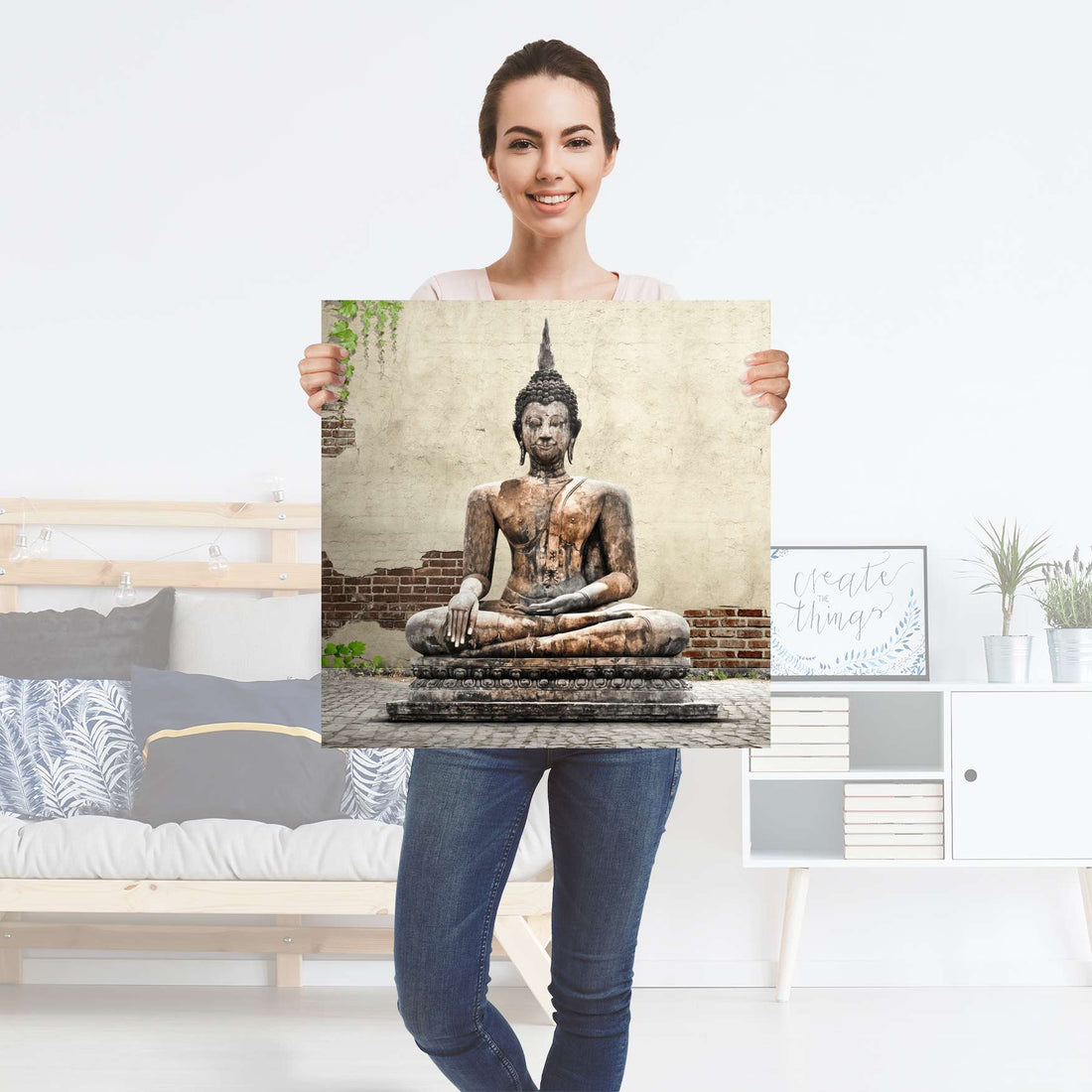 Selbstklebender Folienbogen Relaxing Buddha - Größe: 60x60 cm