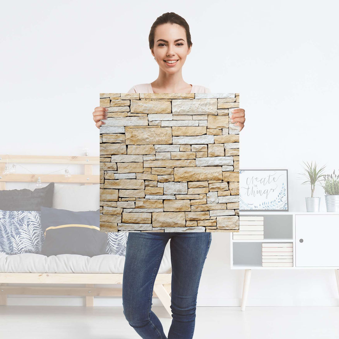 Selbstklebender Folienbogen Sandstein - Größe: 60x60 cm