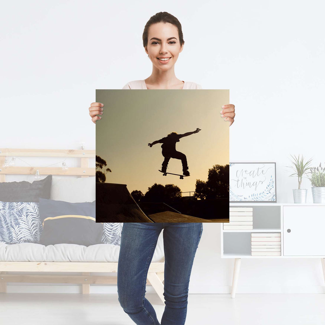 Selbstklebender Folienbogen Skater - Größe: 60x60 cm