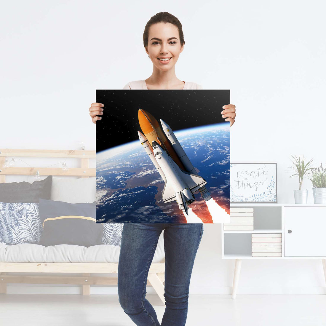 Selbstklebender Folienbogen Space Traveller - Größe: 60x60 cm