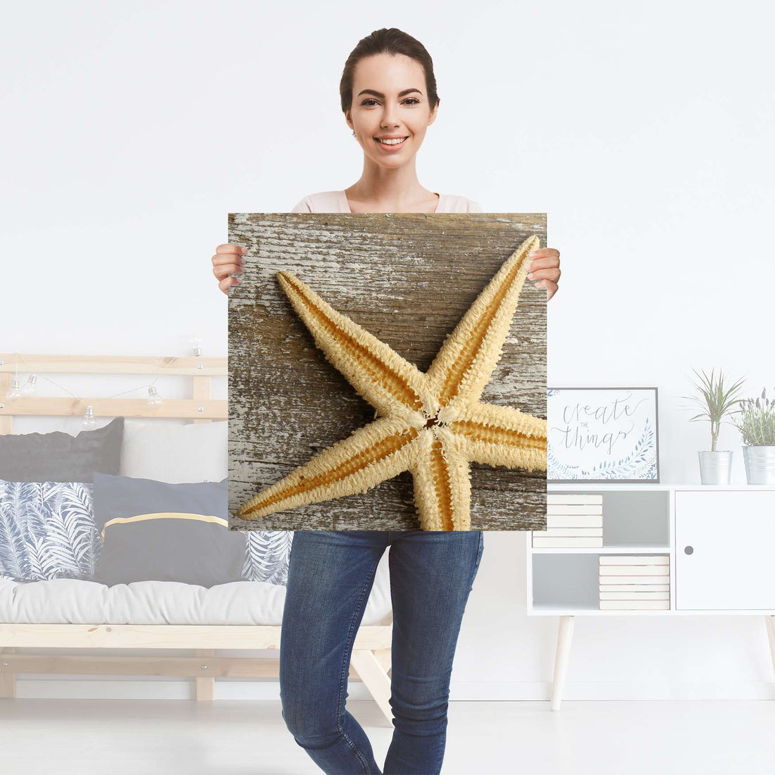 Selbstklebender Folienbogen Starfish - Größe: 60x60 cm