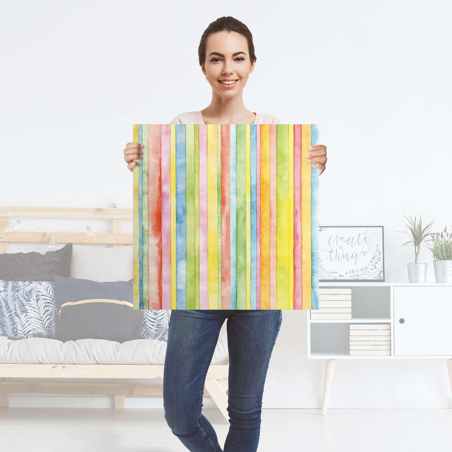 Selbstklebender Folienbogen Watercolor Stripes - Größe: 60x60 cm