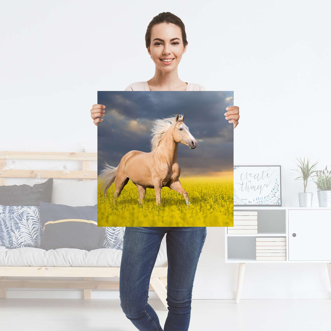 Selbstklebender Folienbogen Wildpferd - Größe: 60x60 cm