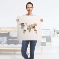 Selbstklebender Folienbogen World Map - Braun - Größe: 60x60 cm