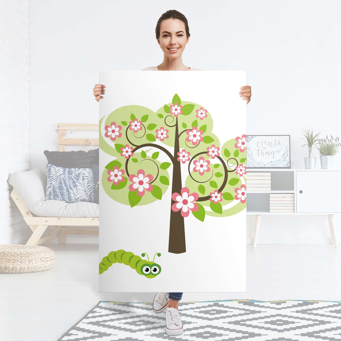 Selbstklebender Folienbogen Blooming Tree - Größe: 80x120 cm