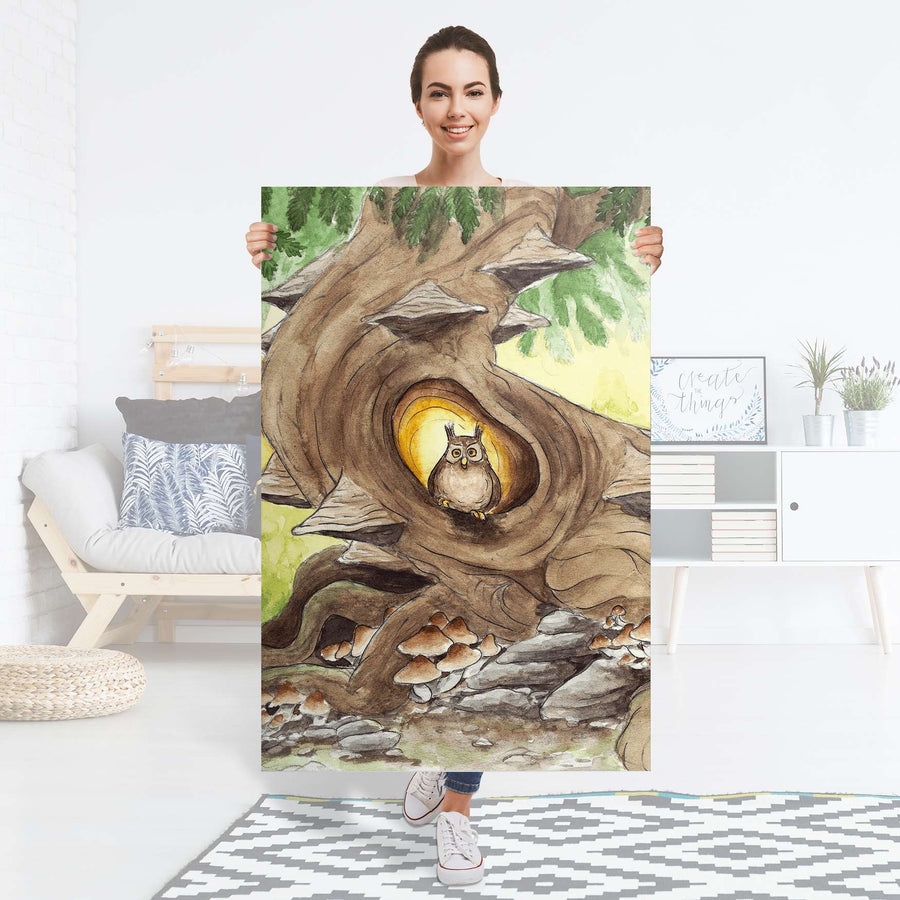 Selbstklebender Folienbogen Eulenbaum - Größe: 80x120 cm