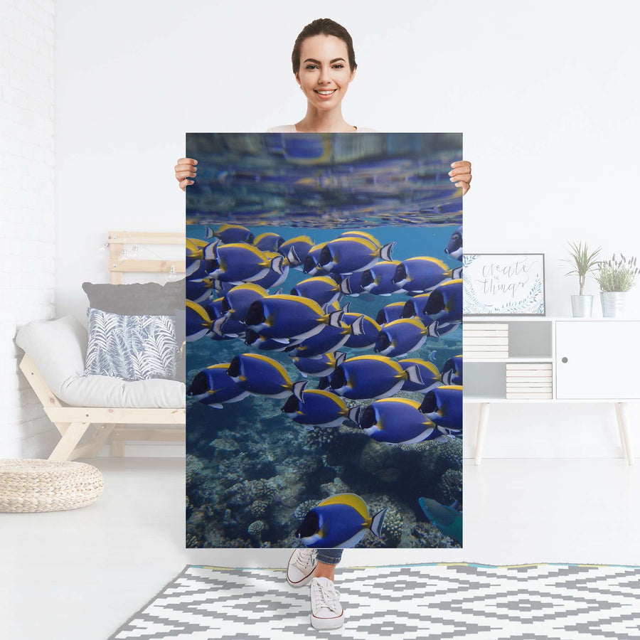 Selbstklebender Folienbogen Fish swarm - Größe: 80x120 cm