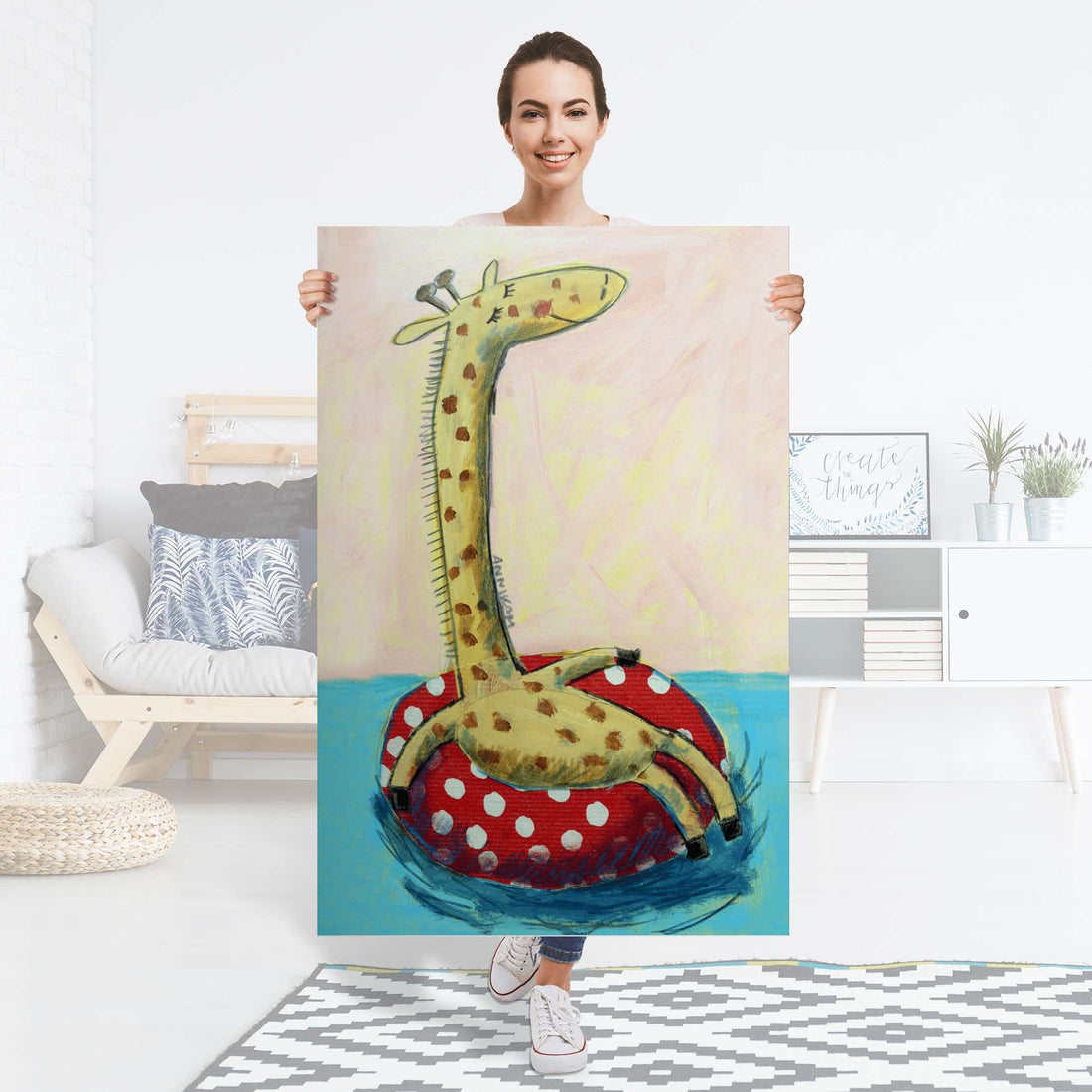 Selbstklebender Folienbogen Giraffe - Größe: 80x120 cm