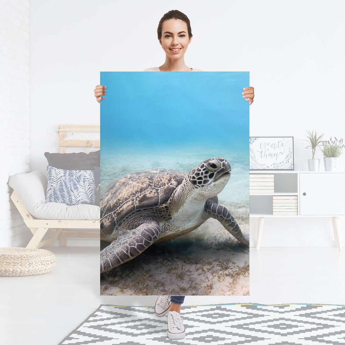 Selbstklebender Folienbogen Green Sea Turtle - Größe: 80x120 cm