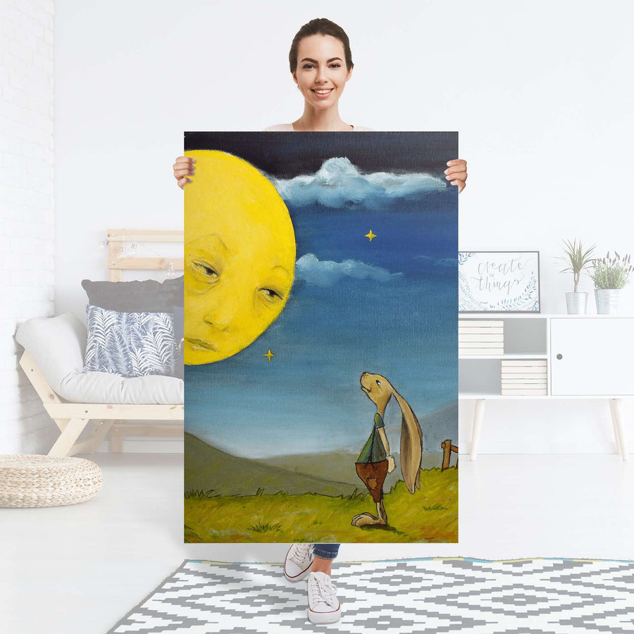 Selbstklebender Folienbogen Hase und Mond - Größe: 80x120 cm