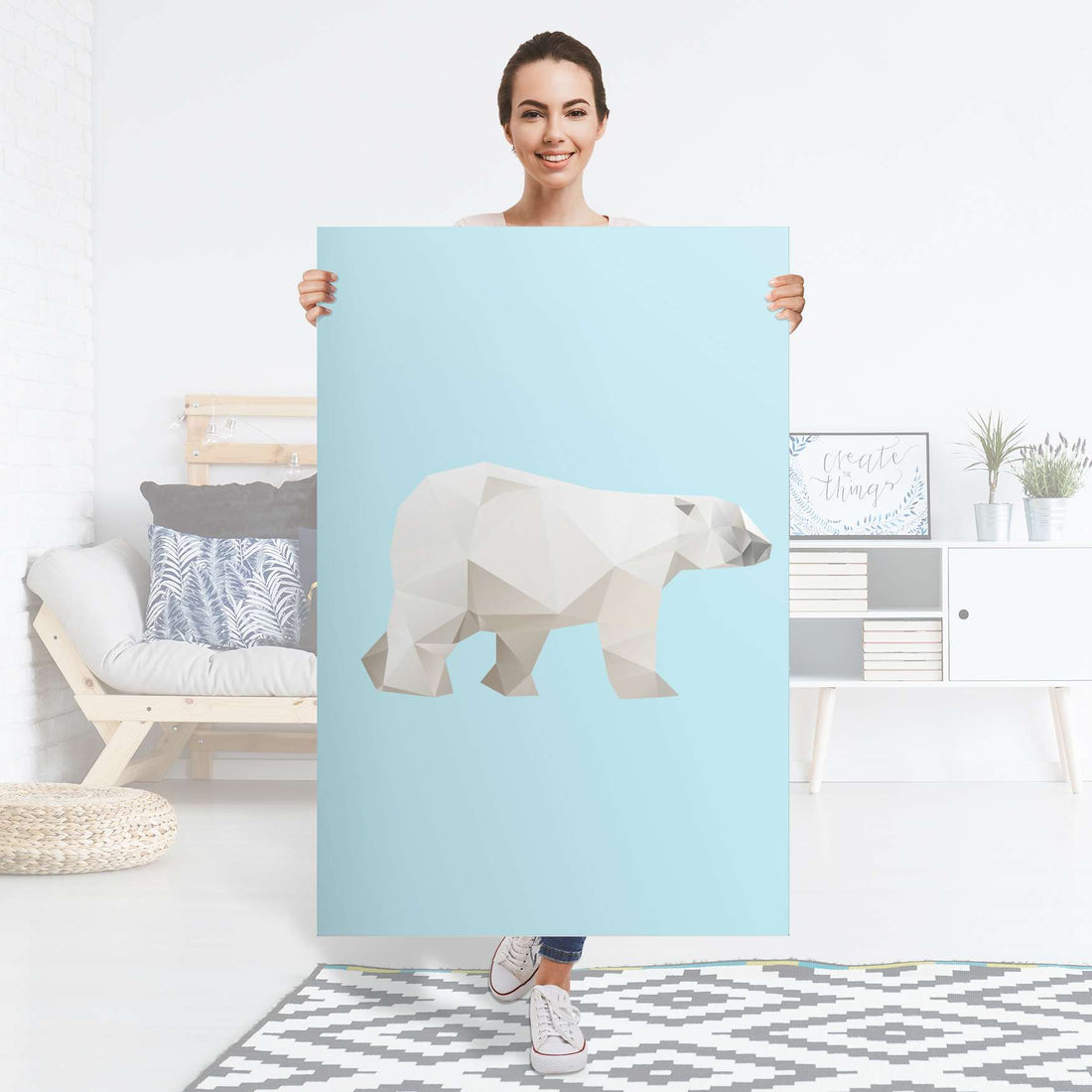 Selbstklebender Folienbogen Origami Polar Bear - Größe: 80x120 cm