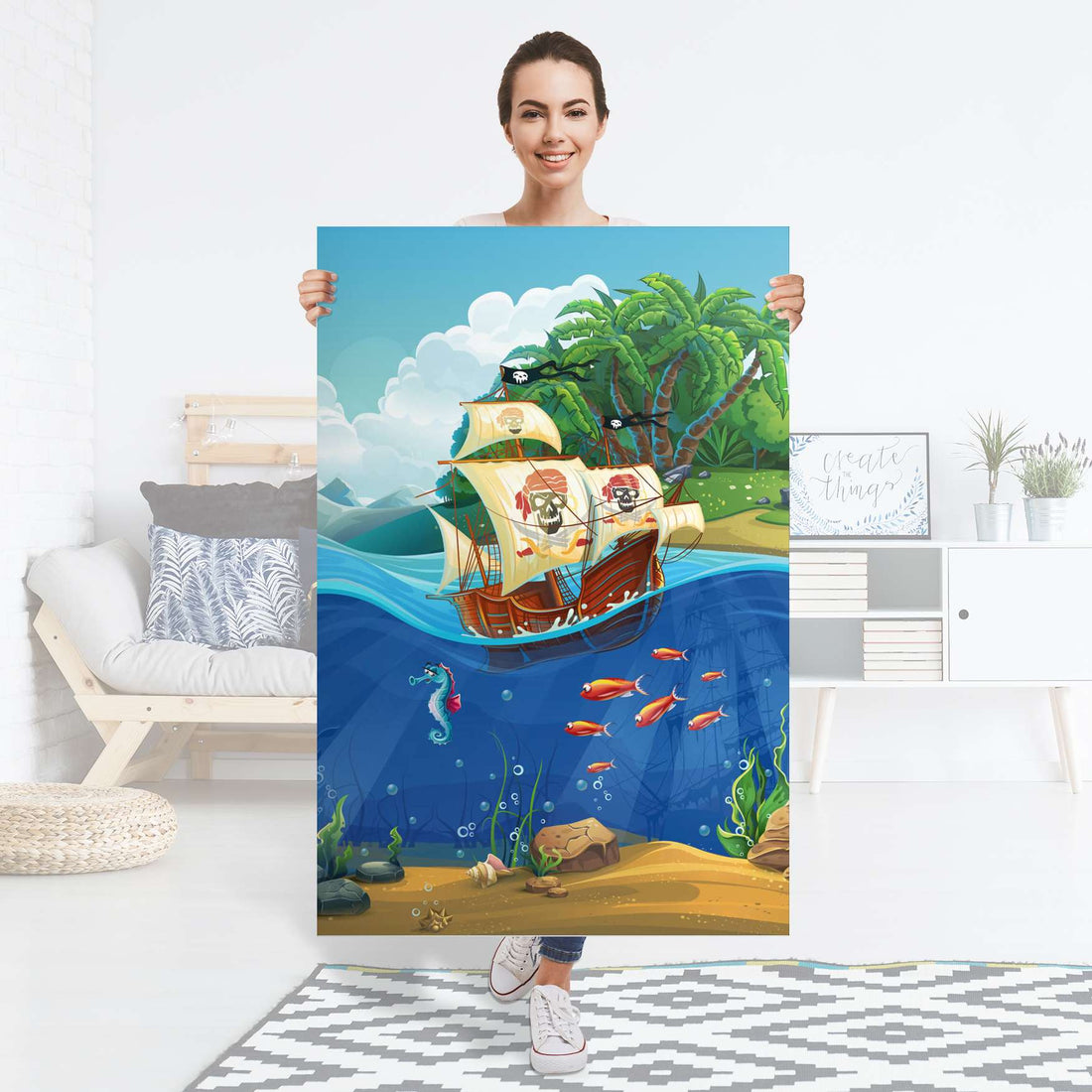 Selbstklebender Folienbogen Pirates - Größe: 80x120 cm