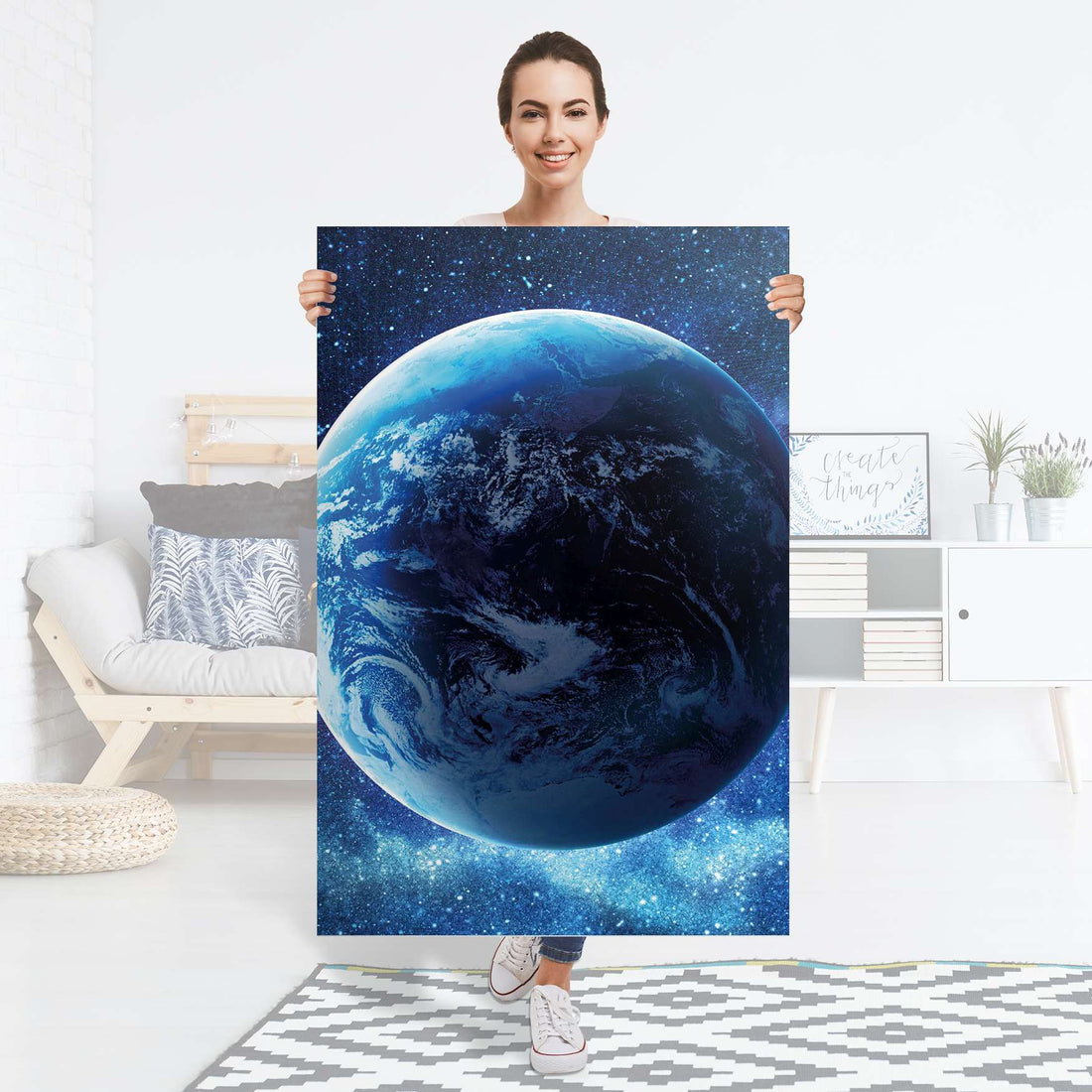 Selbstklebender Folienbogen Planet Blue - Größe: 80x120 cm