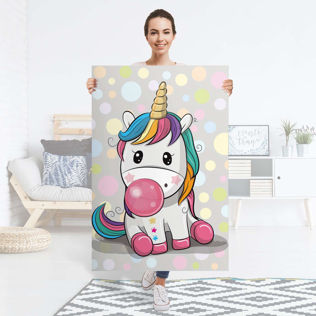 Selbstklebender Folienbogen Rainbow das Einhorn - Größe: 80x120 cm