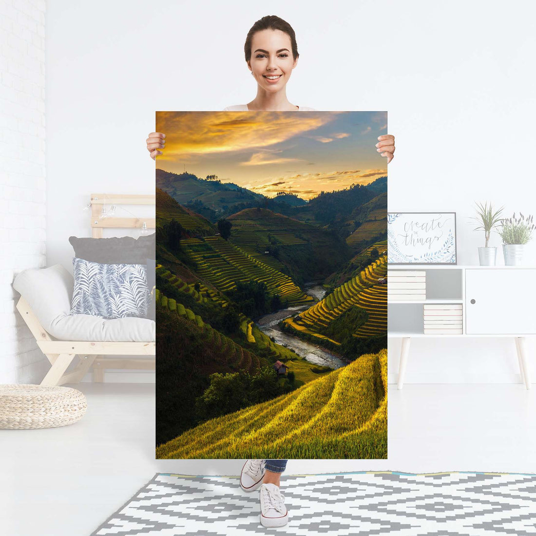 Selbstklebender Folienbogen Reisterrassen - Größe: 80x120 cm