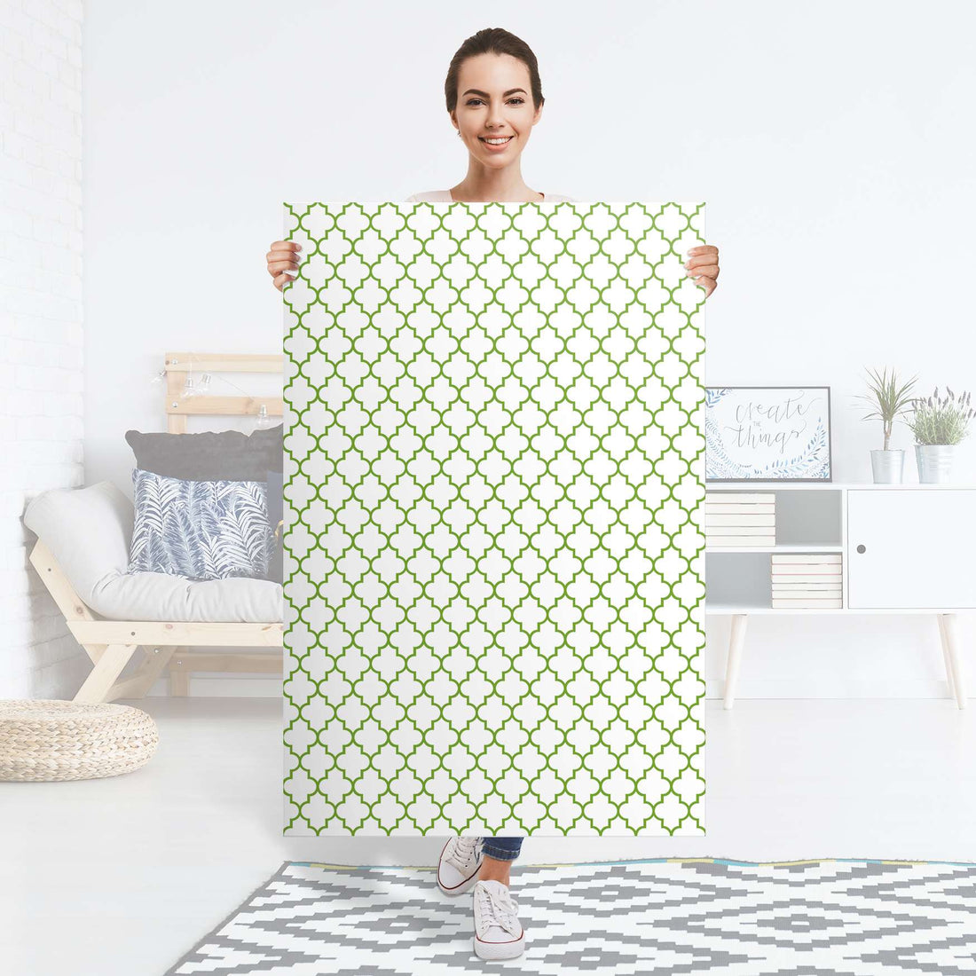 Selbstklebender Folienbogen Retro Pattern - Grün - Größe: 80x120 cm