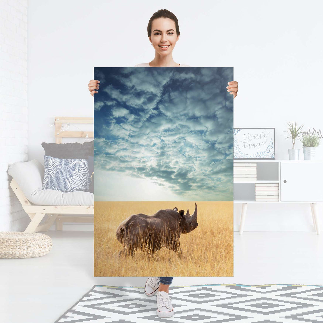 Selbstklebender Folienbogen Rhino - Größe: 80x120 cm