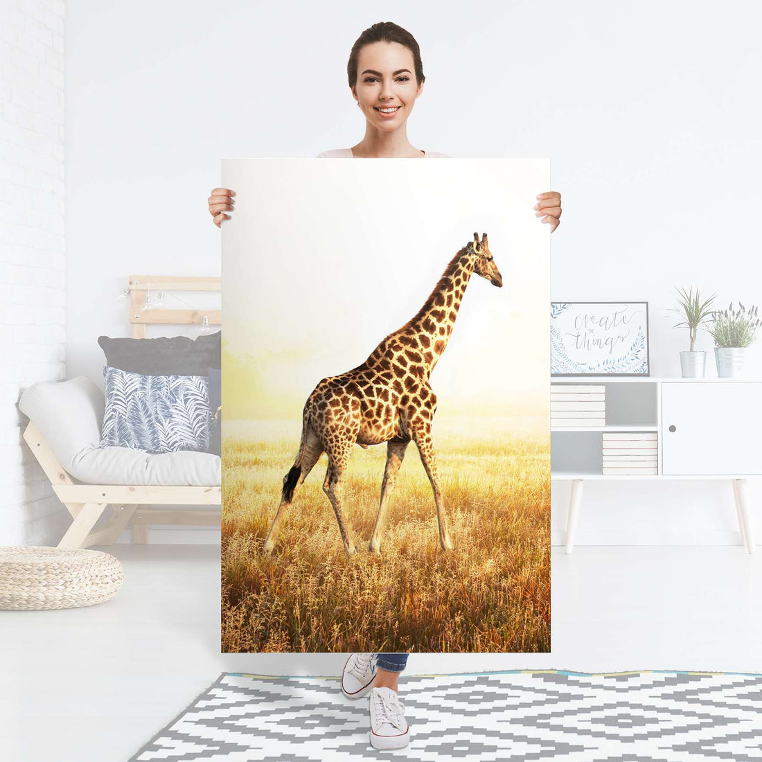 Selbstklebender Folienbogen Savanna Giraffe - Größe: 80x120 cm