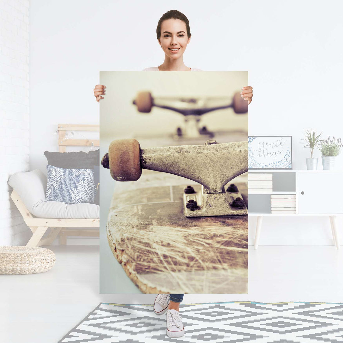 Selbstklebender Folienbogen Skateboard - Größe: 80x120 cm