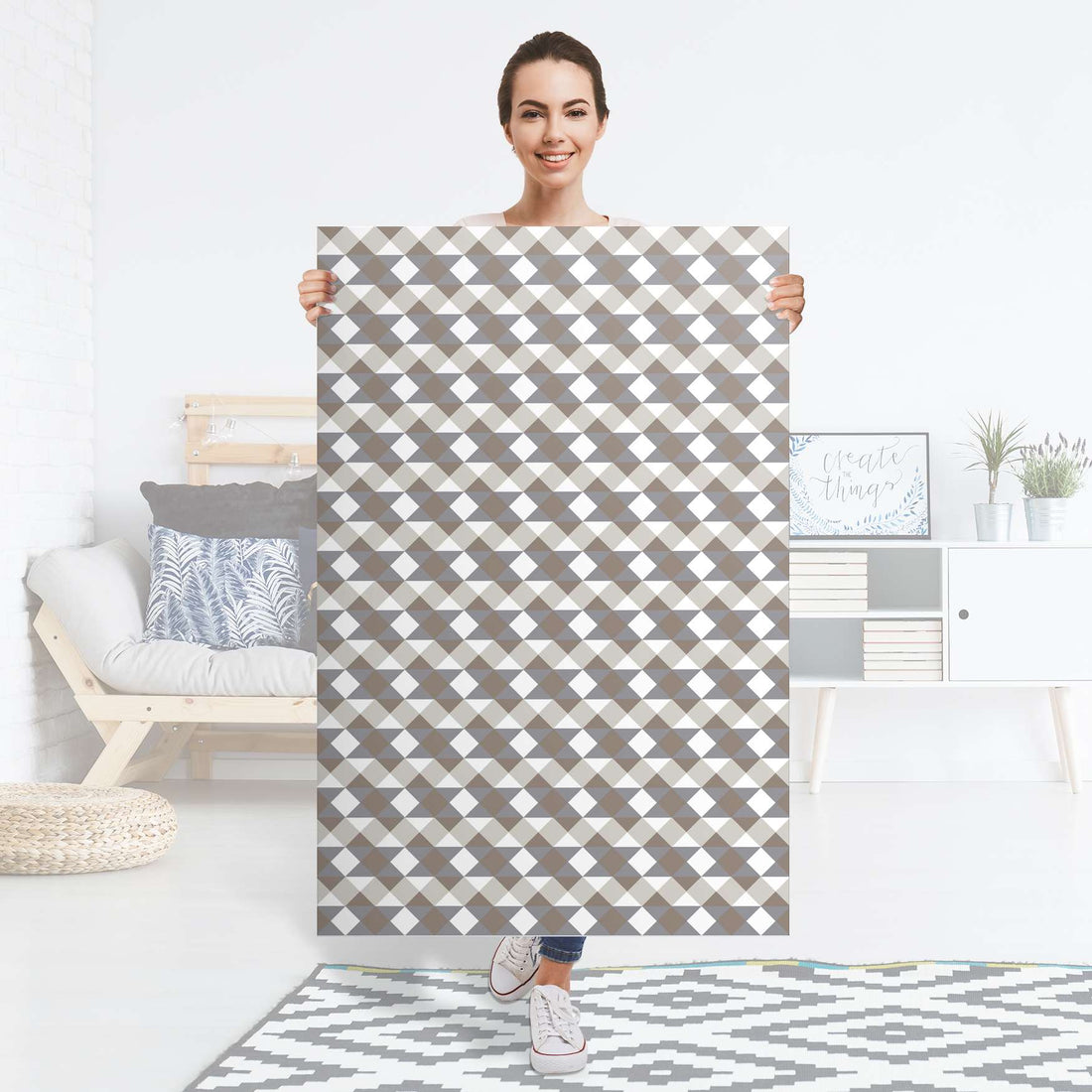 Selbstklebender Folienbogen Triangle Pattern - Grau - Größe: 80x120 cm