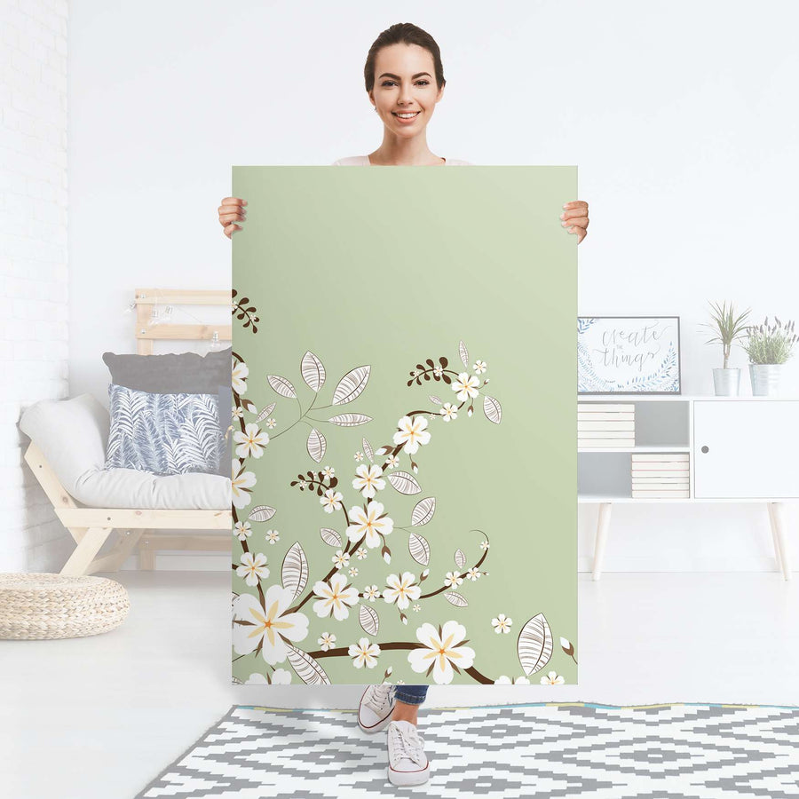 Selbstklebender Folienbogen White Blossoms - Größe: 80x120 cm
