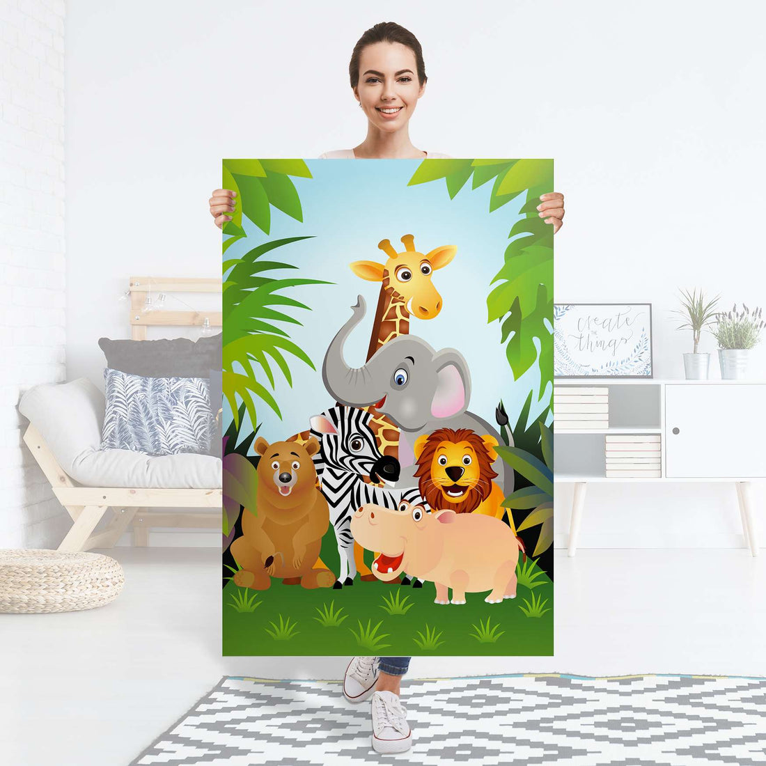 Selbstklebender Folienbogen Wild Animals - Größe: 80x120 cm