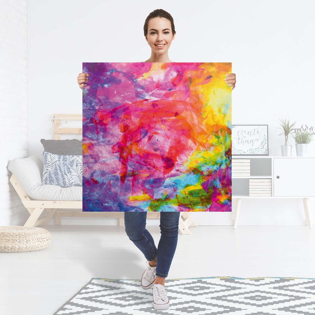 Selbstklebender Folienbogen Abstract Watercolor - Größe: 90x90 cm