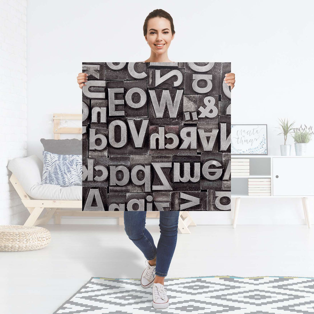 Selbstklebender Folienbogen Alphabet - Größe: 90x90 cm