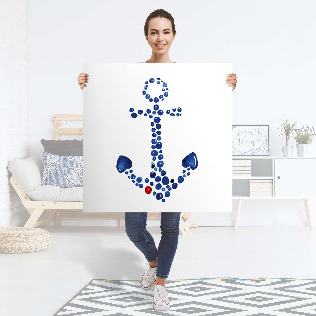 Selbstklebender Folienbogen Anker - Größe: 90x90 cm