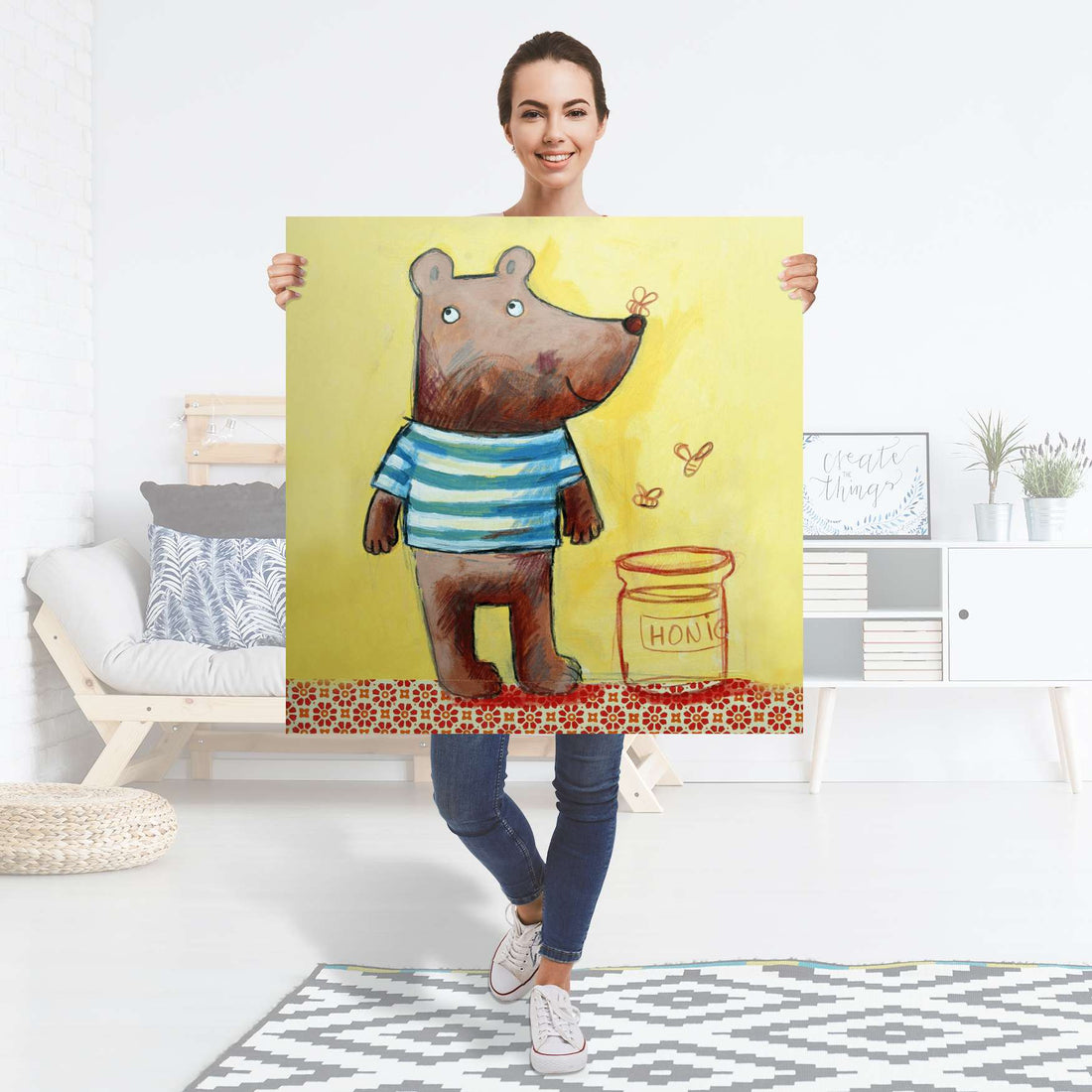 Selbstklebender Folienbogen Bär - Größe: 90x90 cm