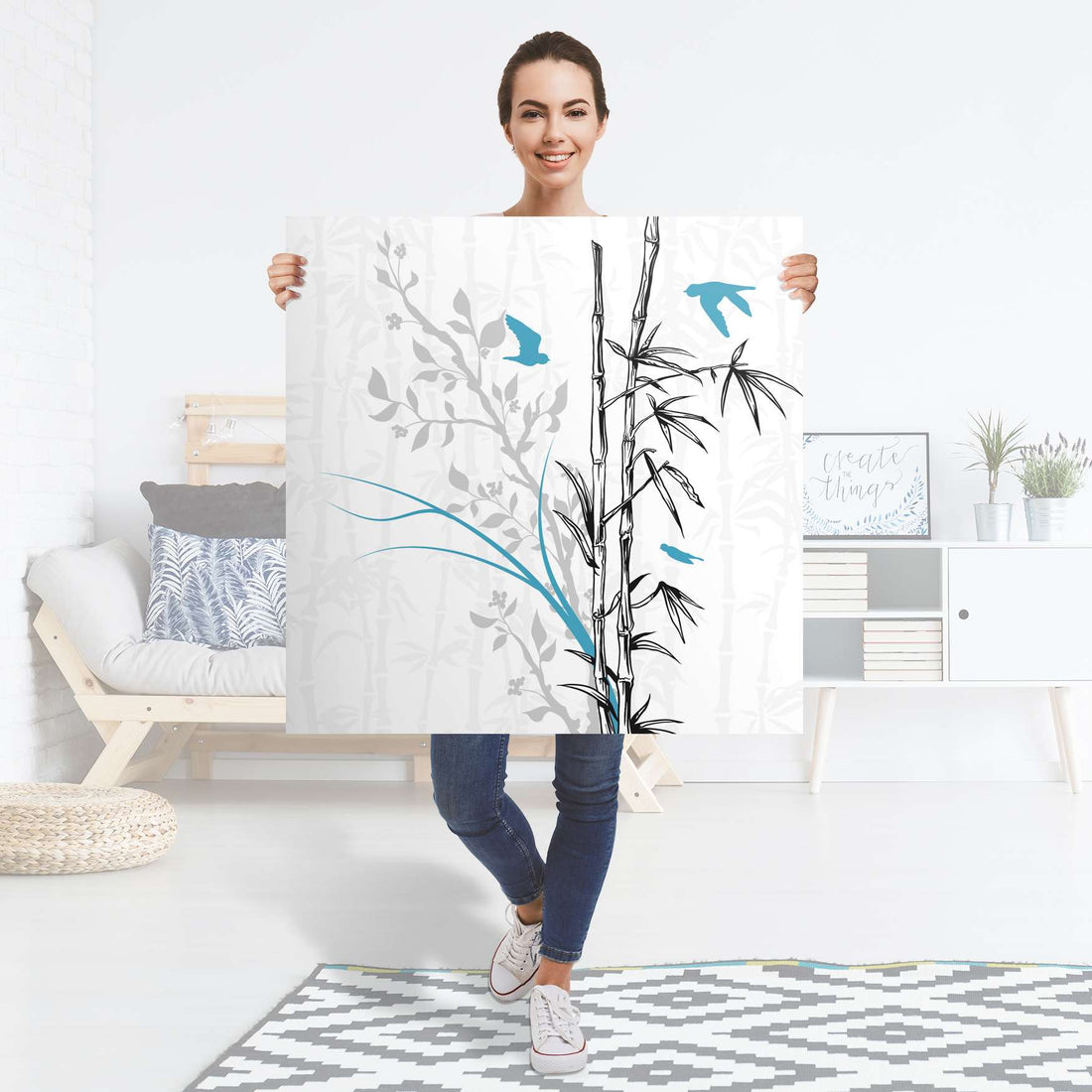 Selbstklebender Folienbogen Bamboo 1 - Größe: 90x90 cm