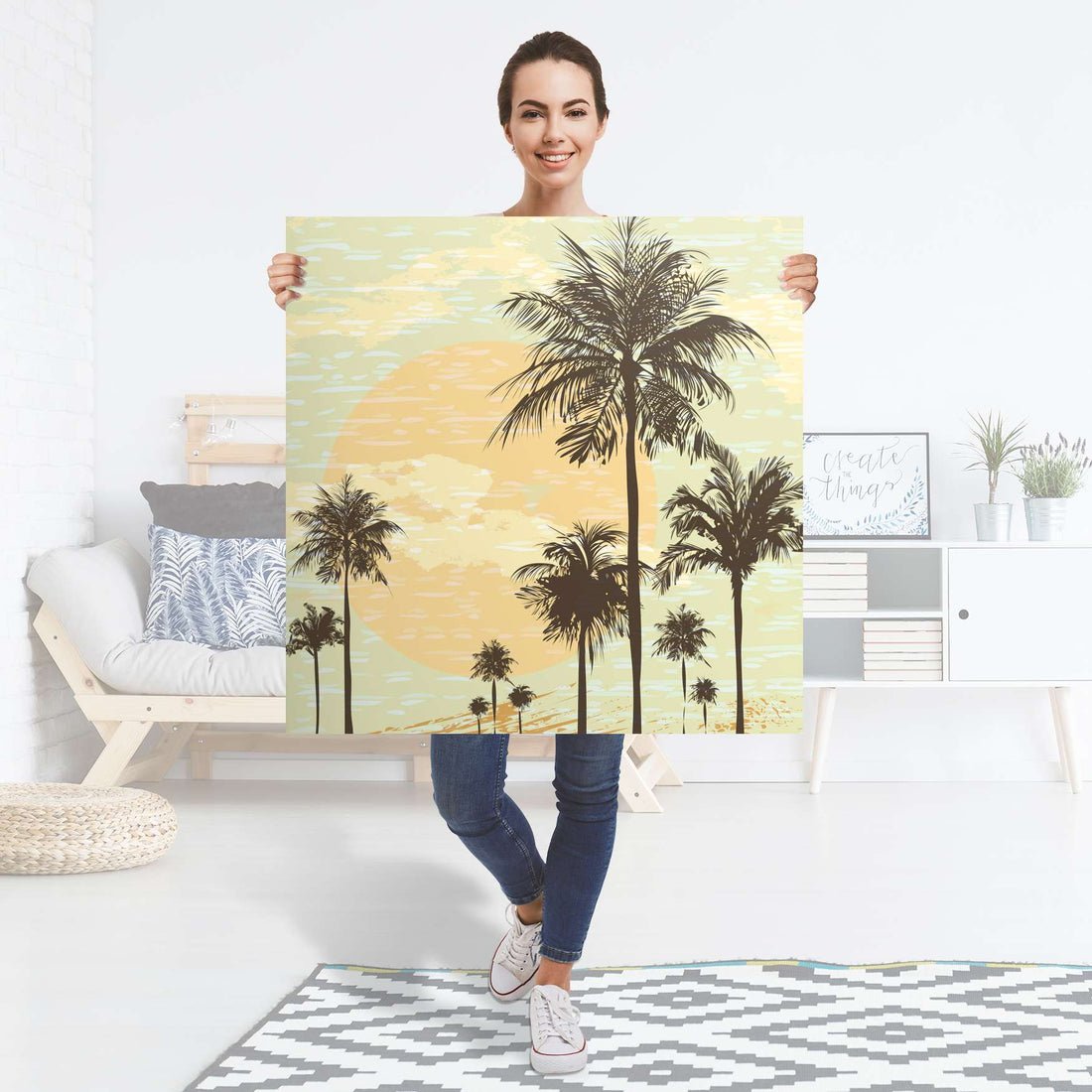Selbstklebender Folienbogen Beach Palms - Größe: 90x90 cm