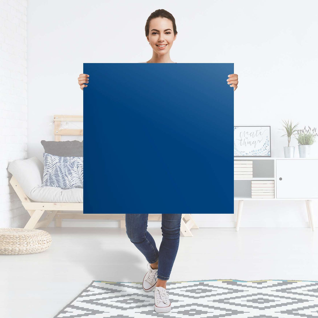 Selbstklebender Folienbogen Blau Dark - Größe: 90x90 cm