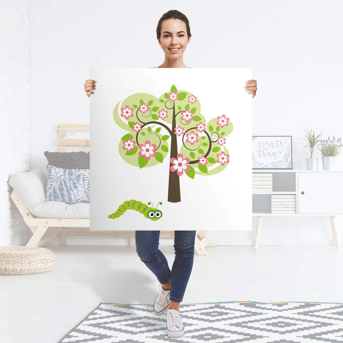 Selbstklebender Folienbogen Blooming Tree - Größe: 90x90 cm