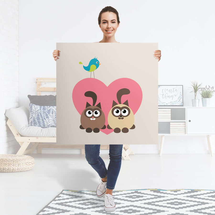 Selbstklebender Folienbogen Cats Heart - Größe: 90x90 cm