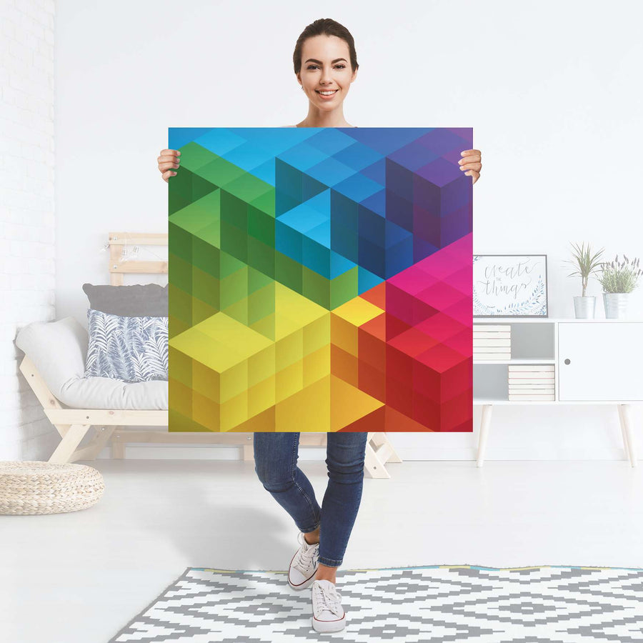 Selbstklebender Folienbogen Colored Cubes - Größe: 90x90 cm