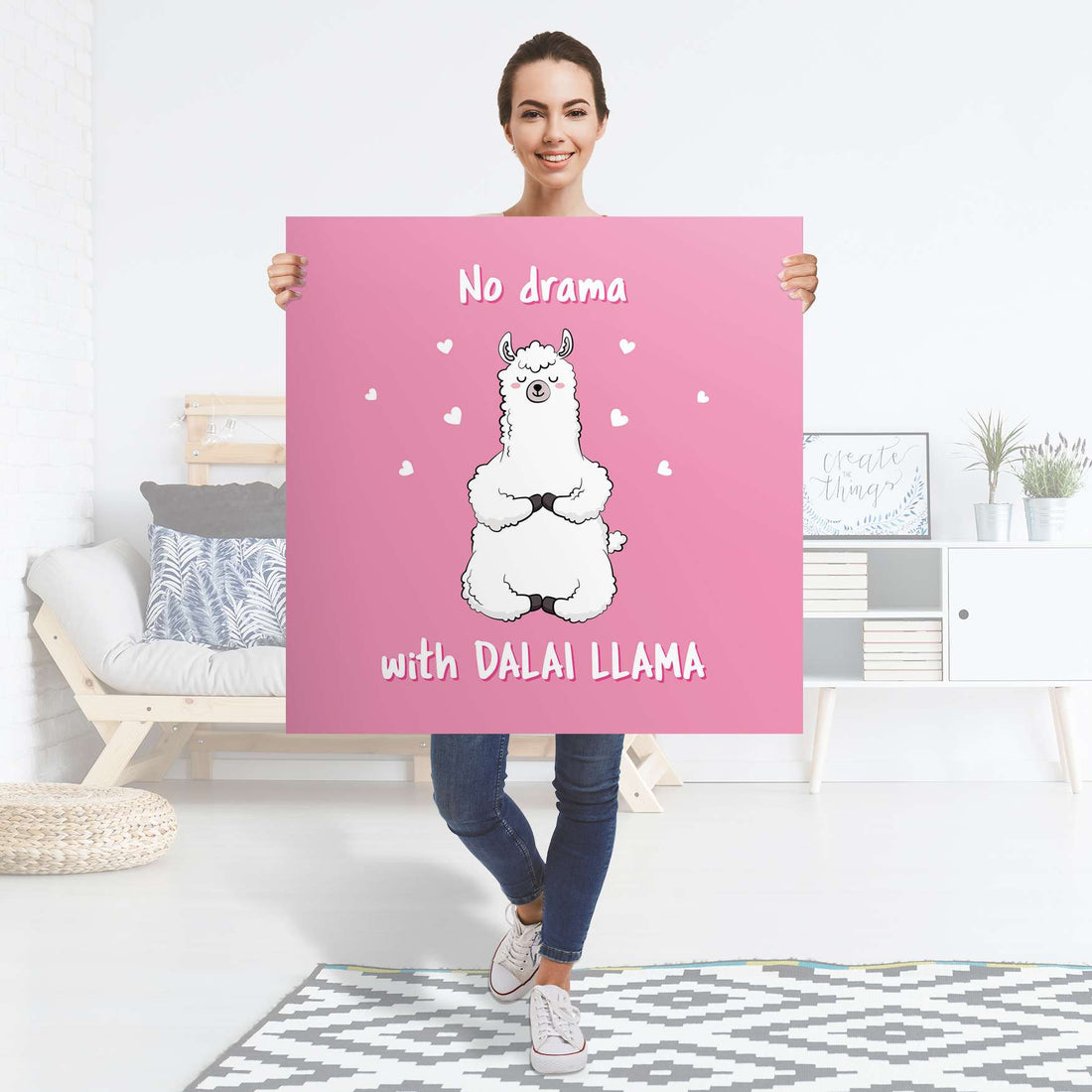 Selbstklebender Folienbogen Dalai Llama - Größe: 90x90 cm