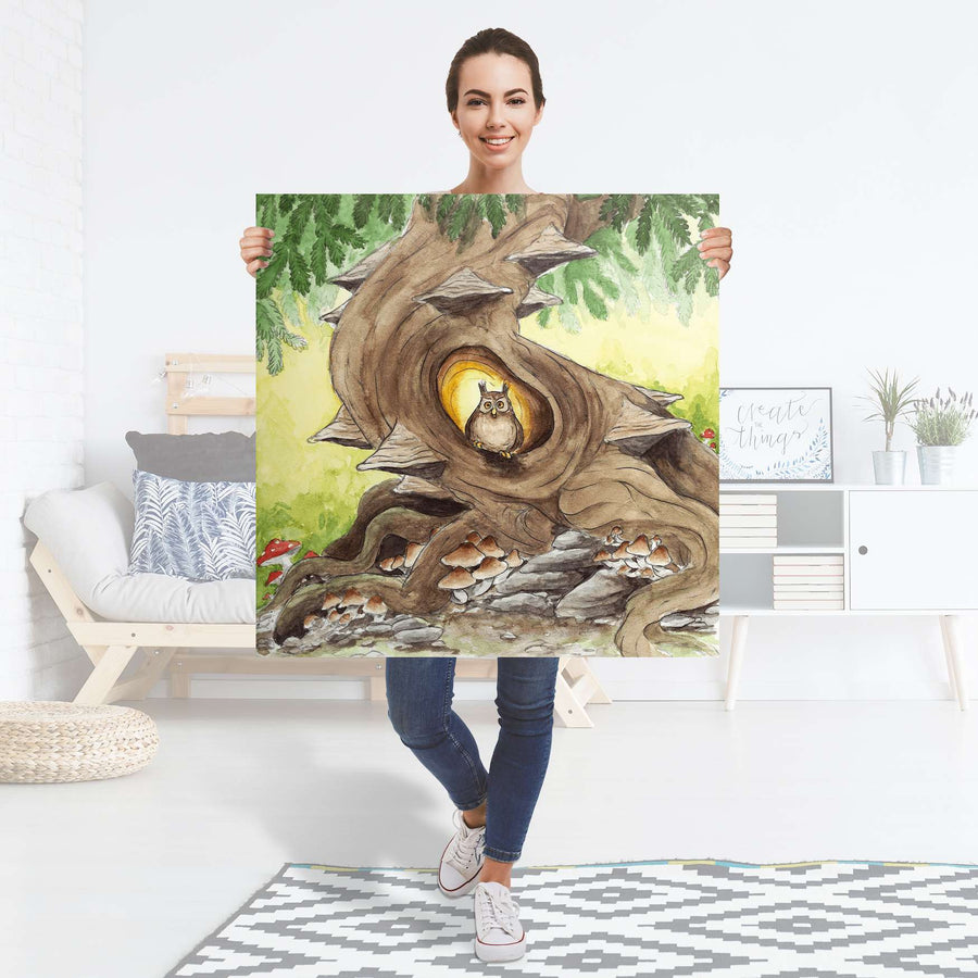 Selbstklebender Folienbogen Eulenbaum - Größe: 90x90 cm