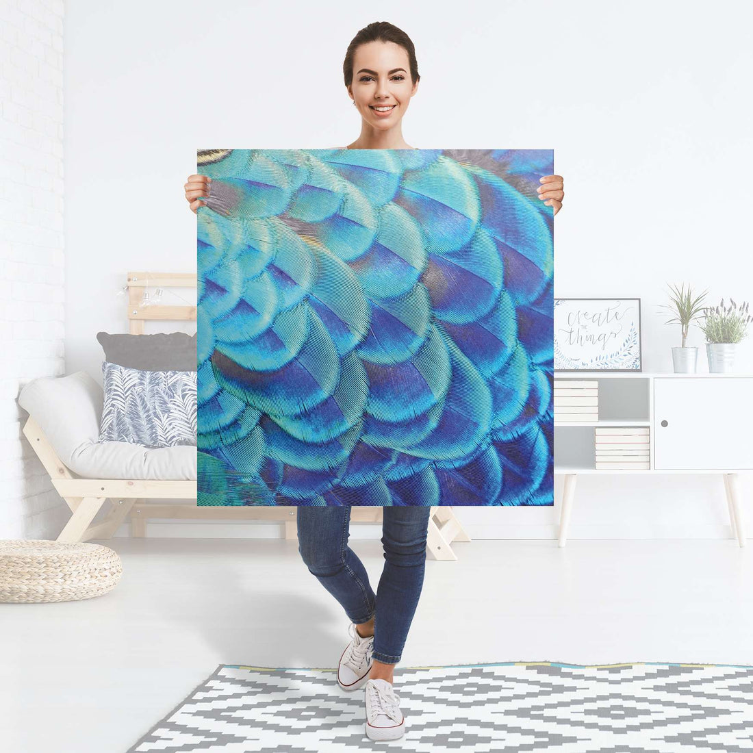 Selbstklebender Folienbogen Federvieh - Größe: 90x90 cm