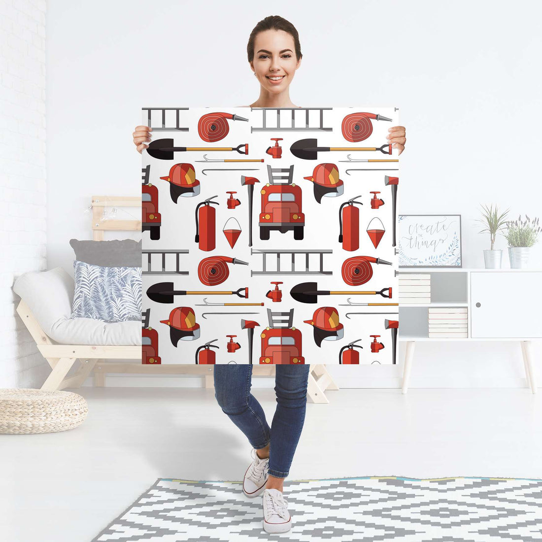 Selbstklebender Folienbogen Firefighter - Größe: 90x90 cm