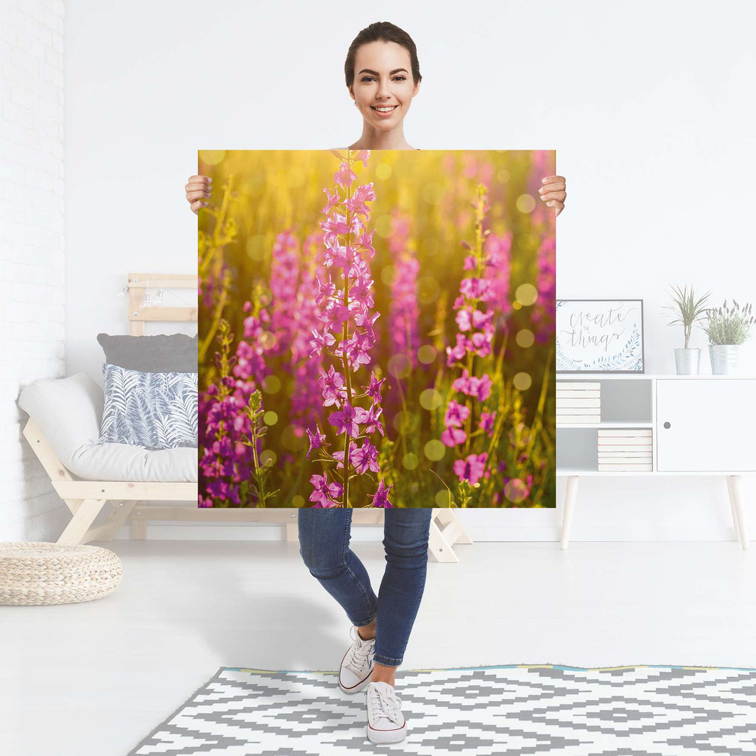 Selbstklebender Folienbogen Flower Meadow - Größe: 90x90 cm