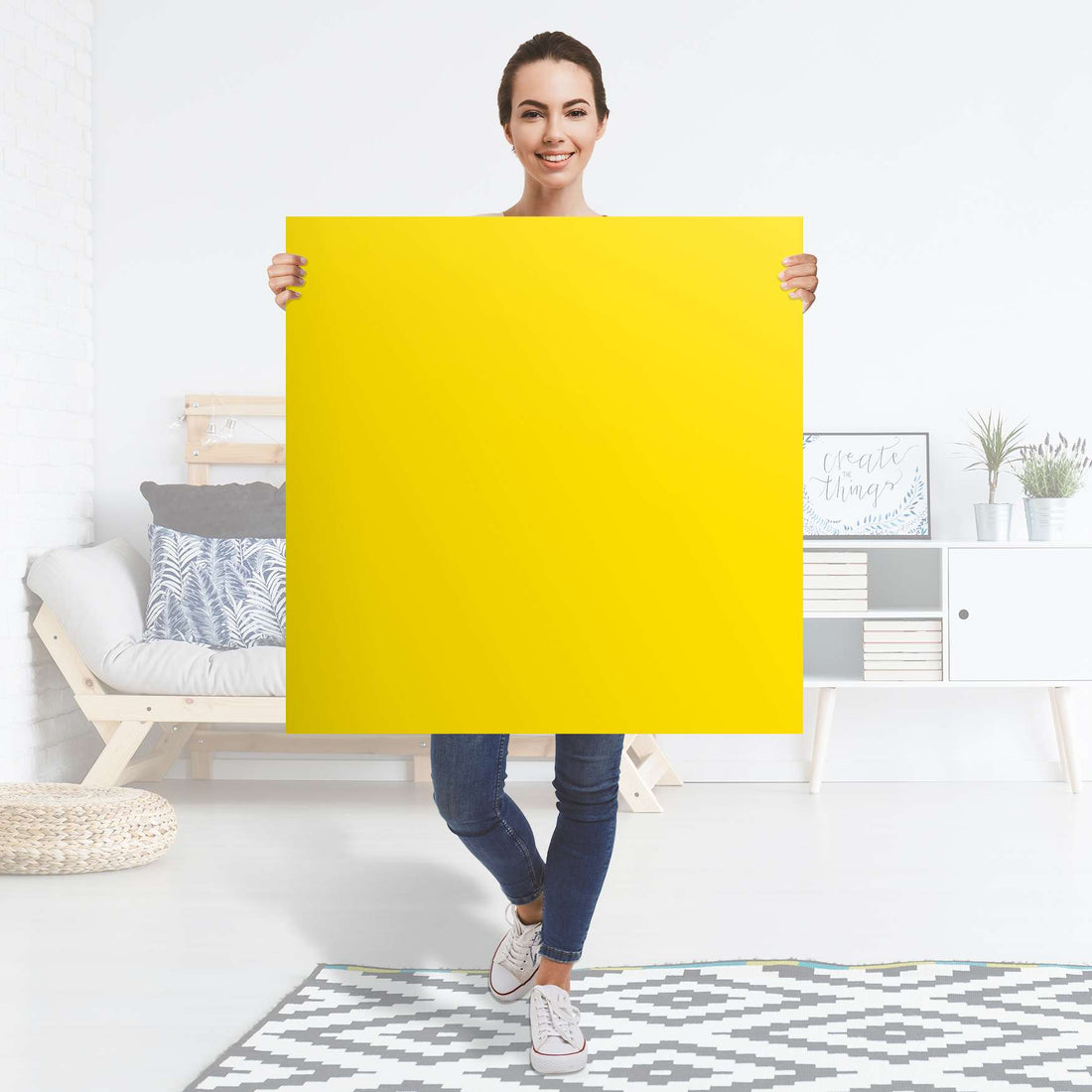 Selbstklebender Folienbogen Gelb Dark - Größe: 90x90 cm