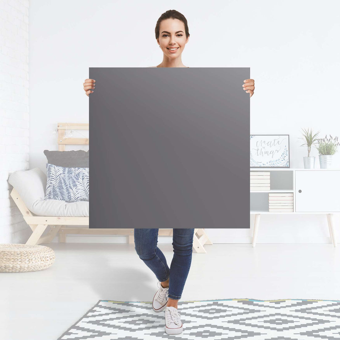 Selbstklebender Folienbogen Grau Light - Größe: 90x90 cm