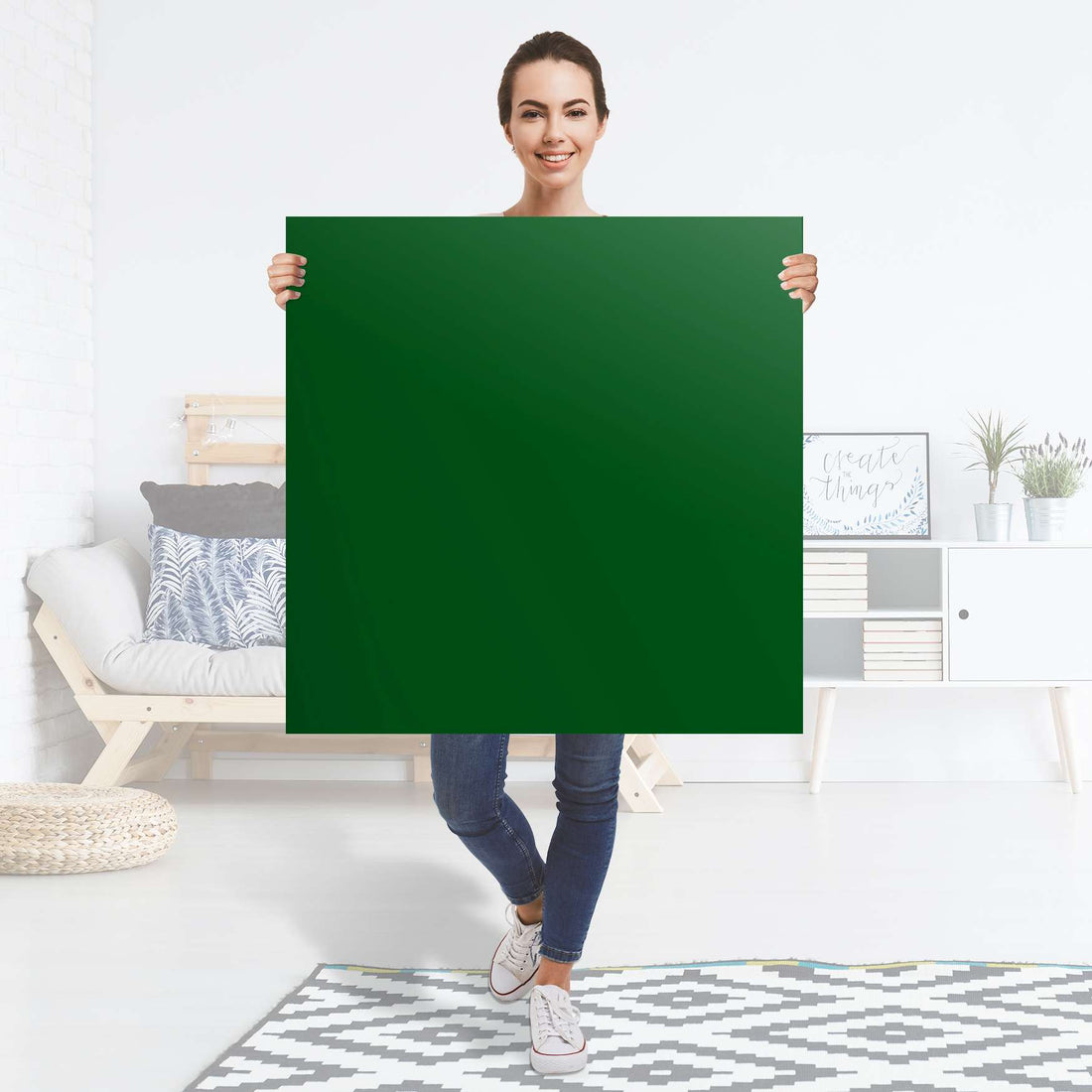 Selbstklebender Folienbogen Grün Dark - Größe: 90x90 cm