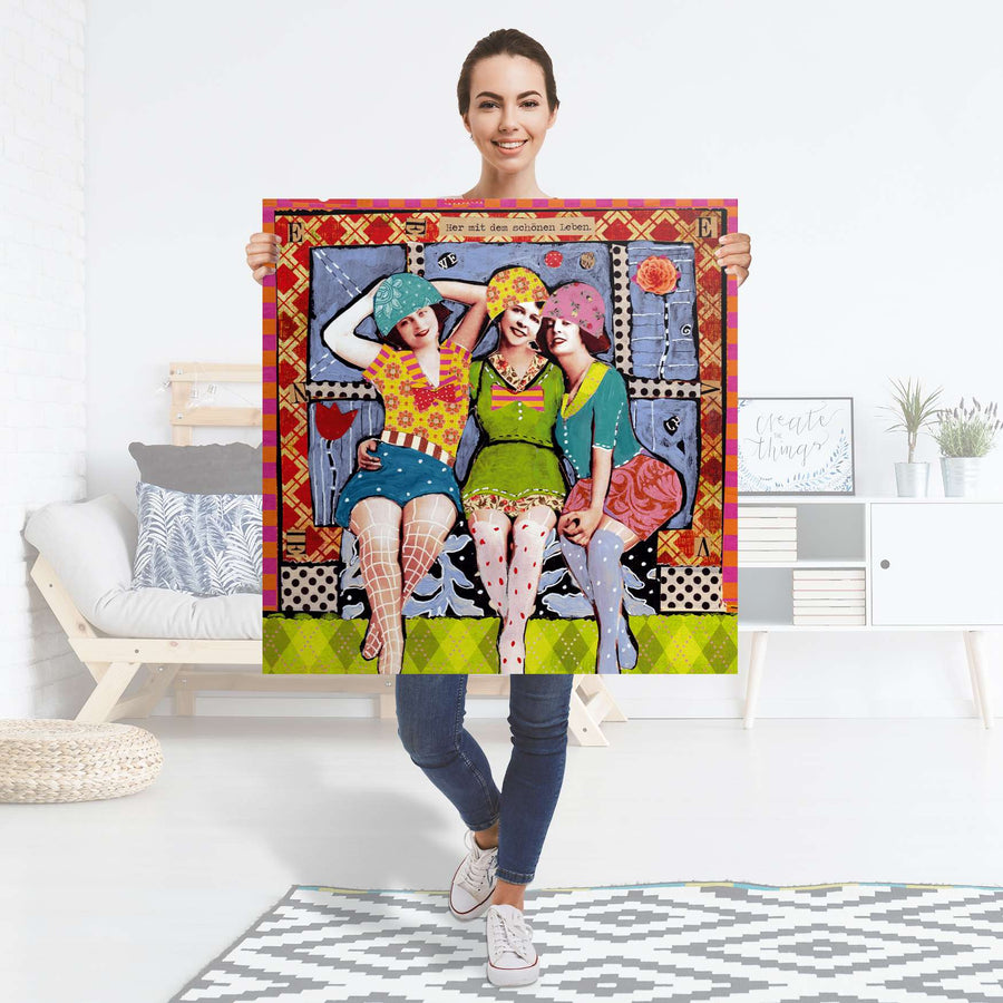 Selbstklebender Folienbogen Her mit dem schönen Leben - Größe: 90x90 cm