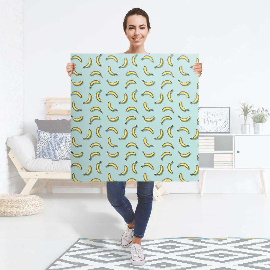 Selbstklebender Folienbogen Hey Banana - Größe: 90x90 cm