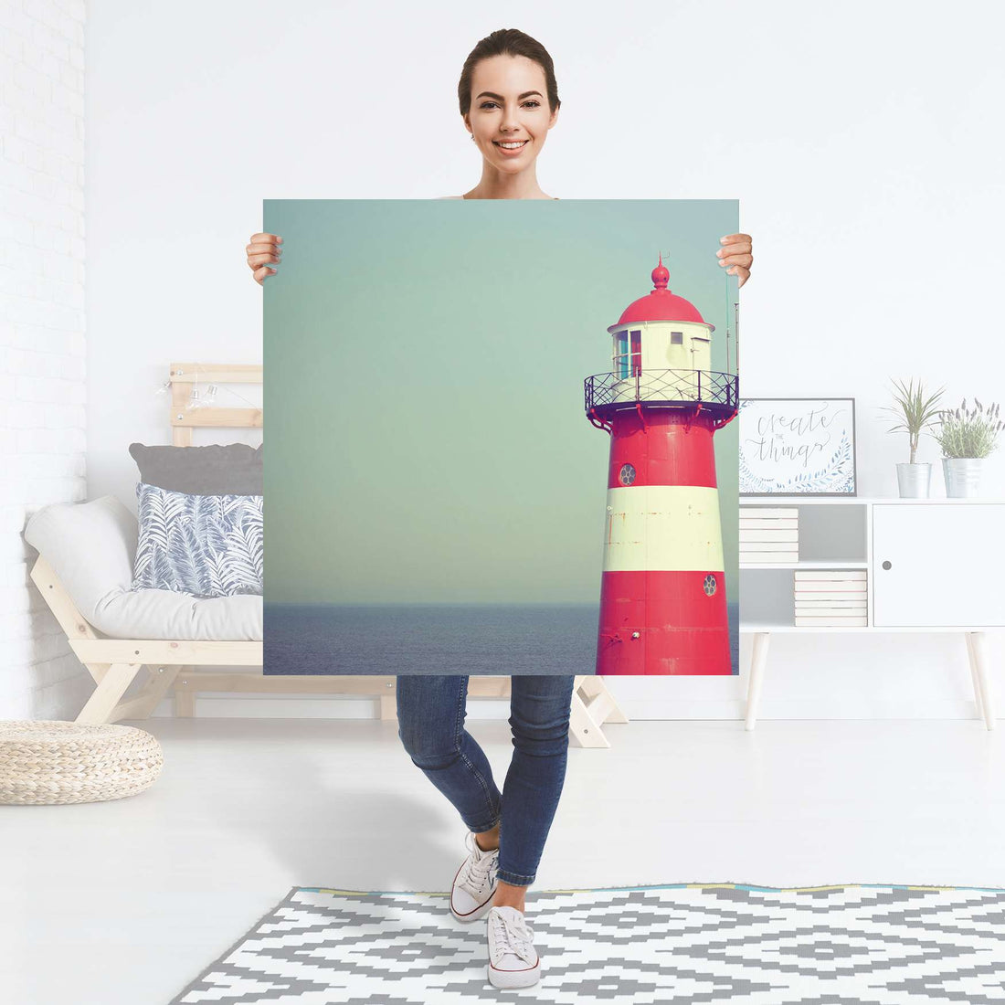 Selbstklebender Folienbogen Leuchtturm - Größe: 90x90 cm